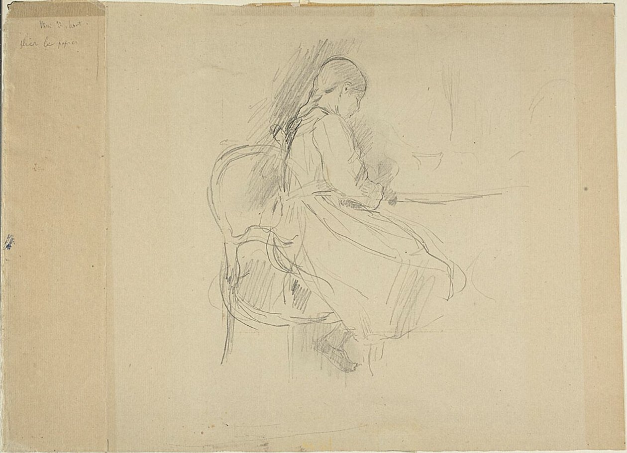 Joven sentada a la mesa de Berthe Morisot