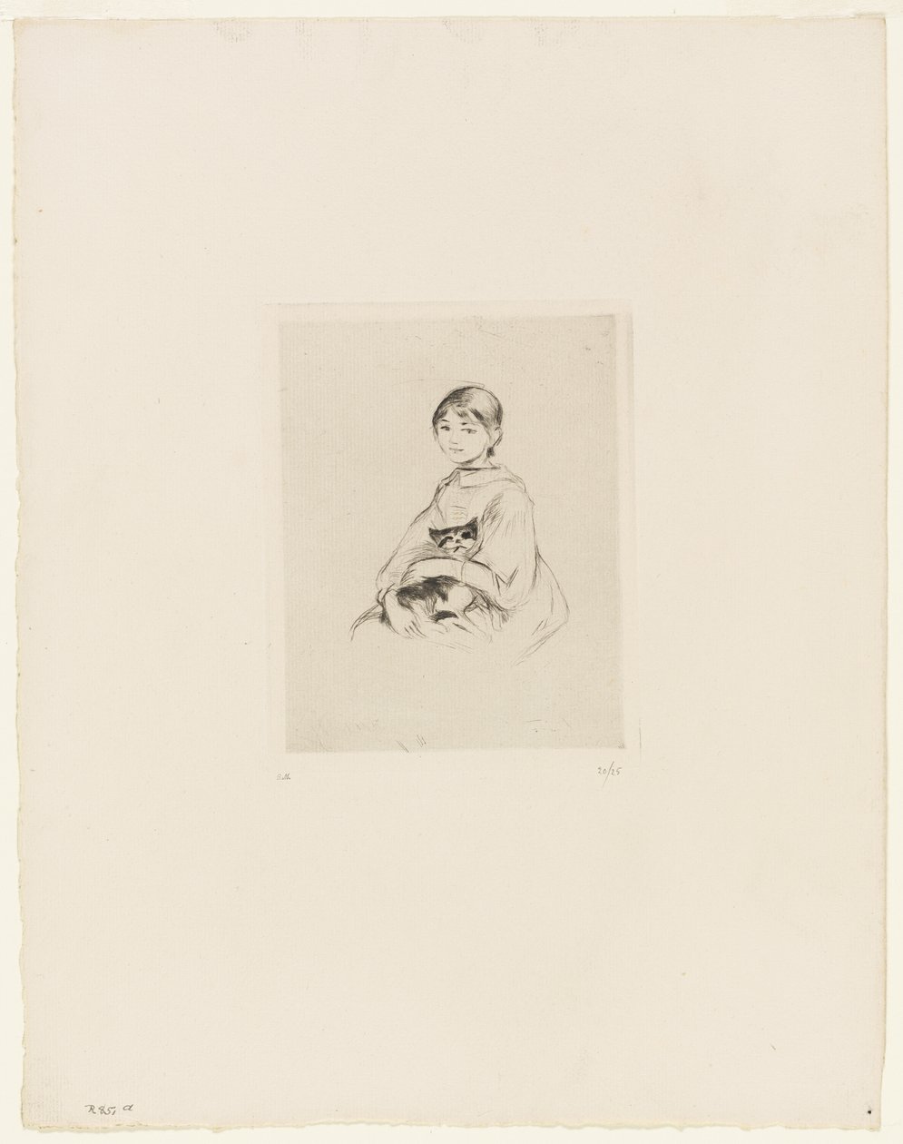 Una joven con un gato de Berthe Morisot