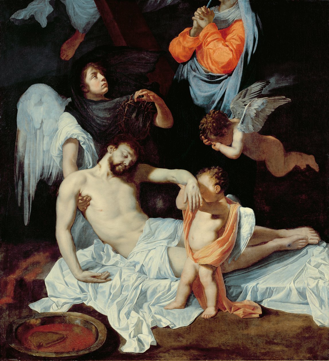 Cristo al pie de la cruz, llorado por la Virgen y los ángeles de Bertholet Flemal