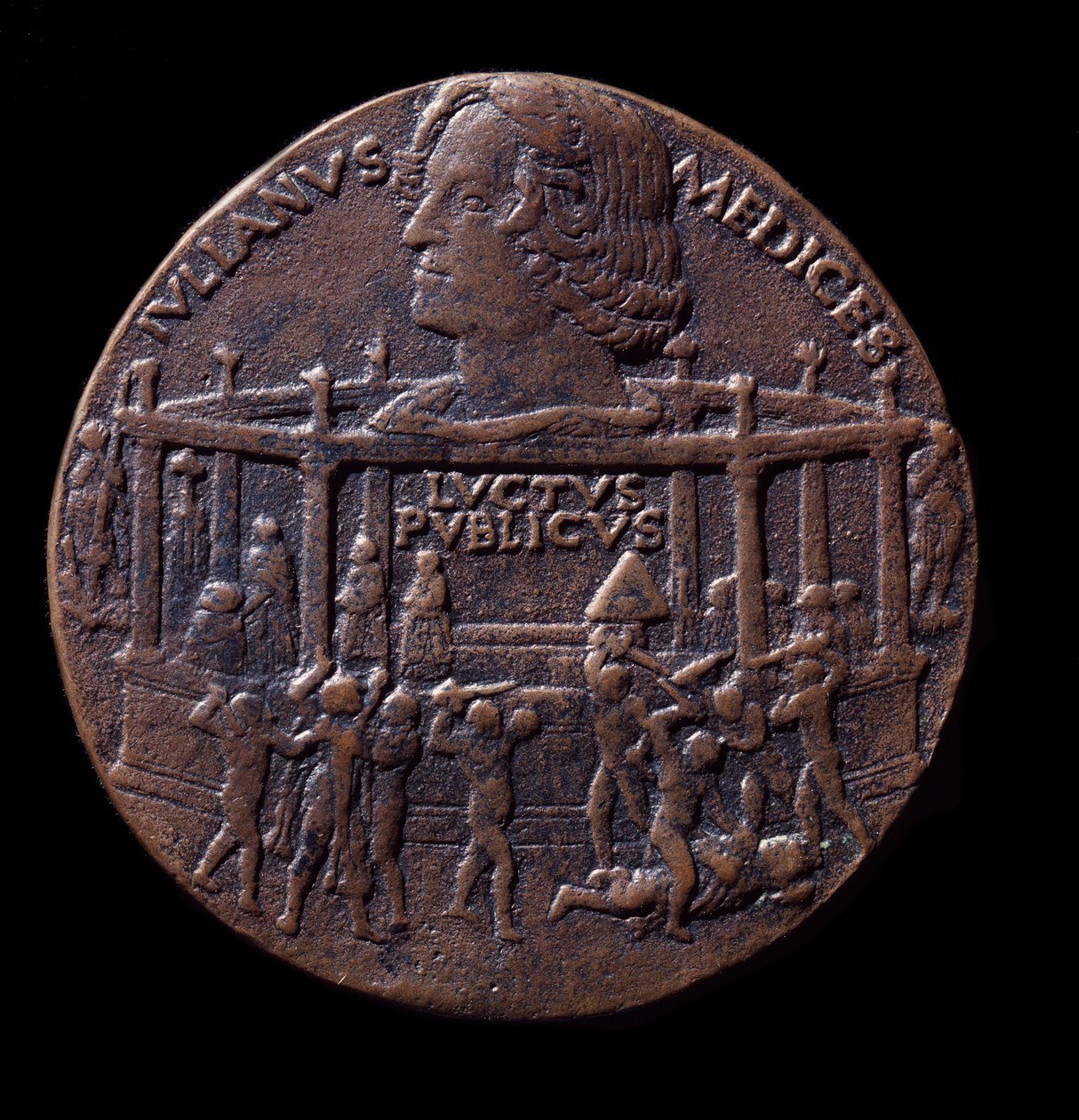 Medalla de bronce sobre la conspiración de los Pazzi (1478) de Bertoldo di Giovanni