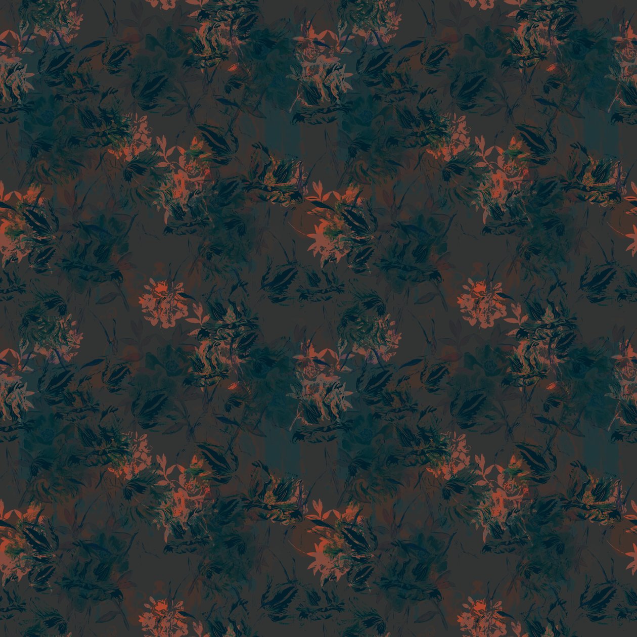 Burnt Umber Floral, 2015 (patrón de repetición ilustrativo) de Beth Travers