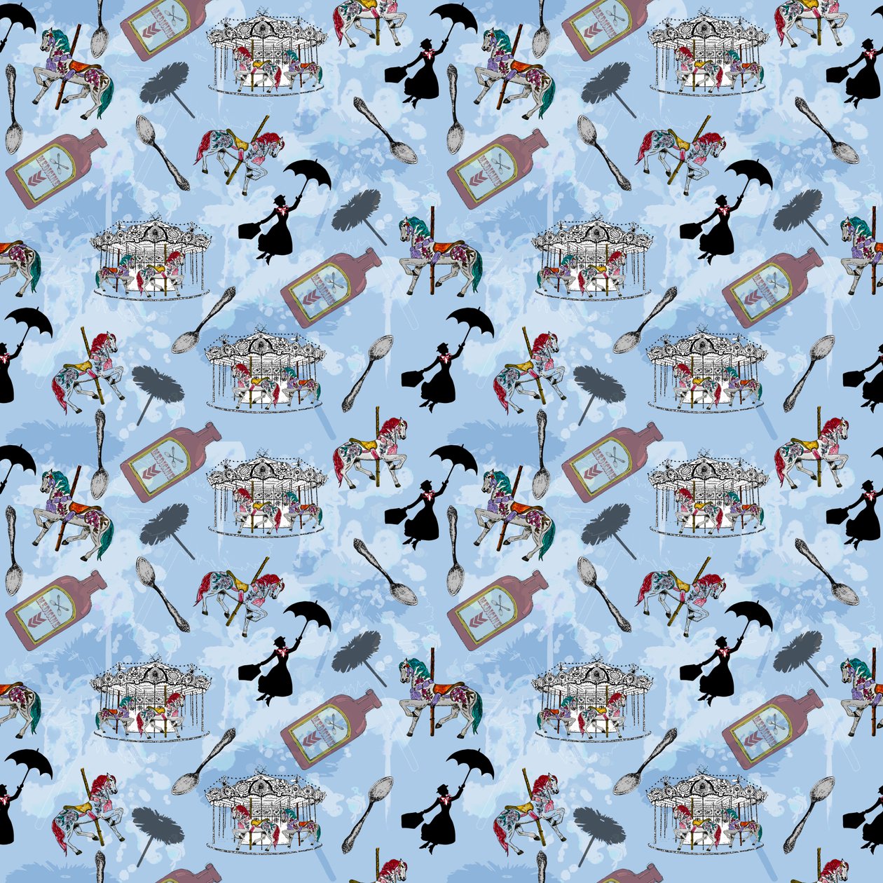 Mary Poppins, 2015 (patrón repetido) de Beth Travers