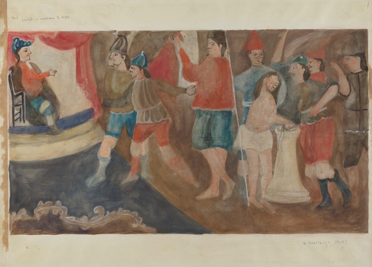 Estación de la Cruz No. 1: Jesús es Condenado a Muerte, c. 1936 de Beulah Bradleigh