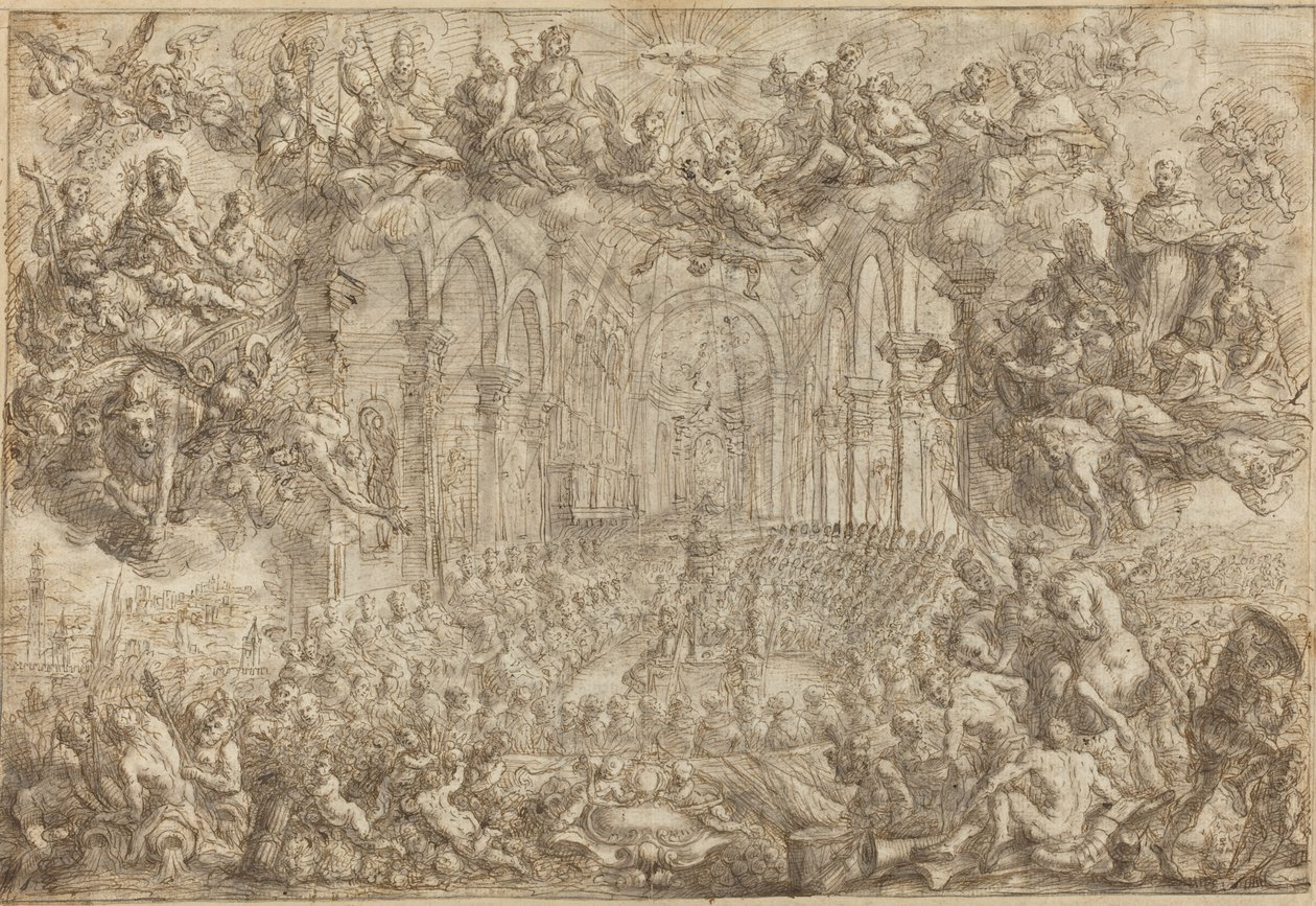 El Concilio de Trento con Santo Tomás Venciendo a los Herejes de Biagio Falcieri