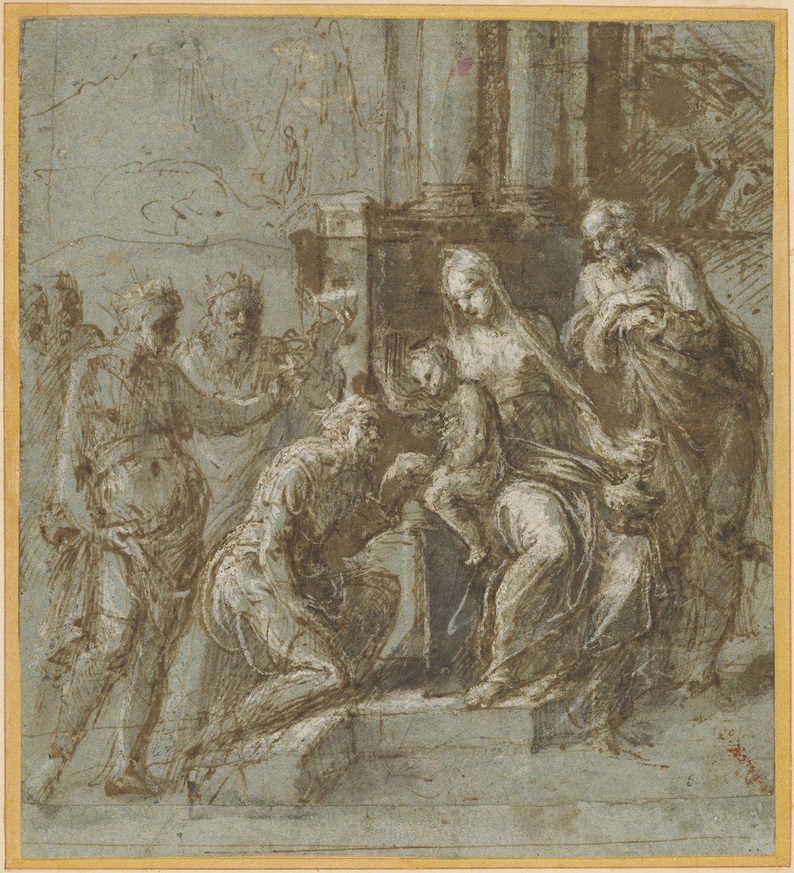 La Adoración de los Magos, c.1525 (pluma y tinta) de Biagio Pupini