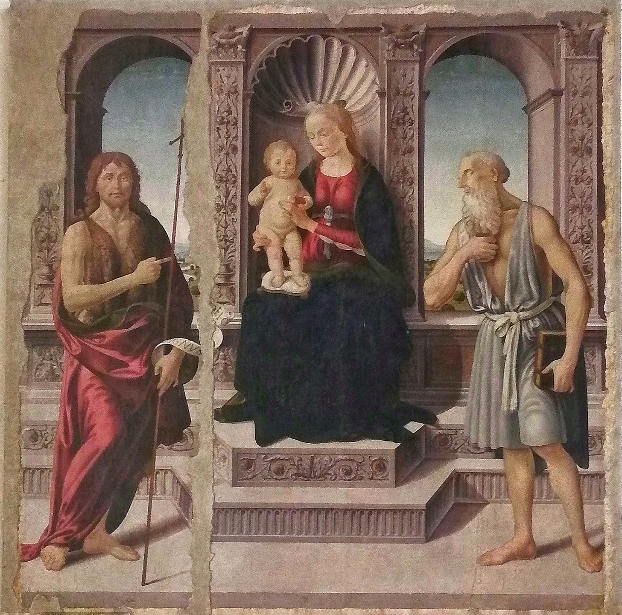 La Virgen y el Niño entronizados con los santos Juan Bautista y Jerónimo de Biagio d