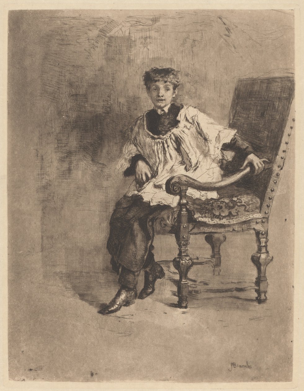 Acólito sentado, c. 1872 de Bianchi Mose