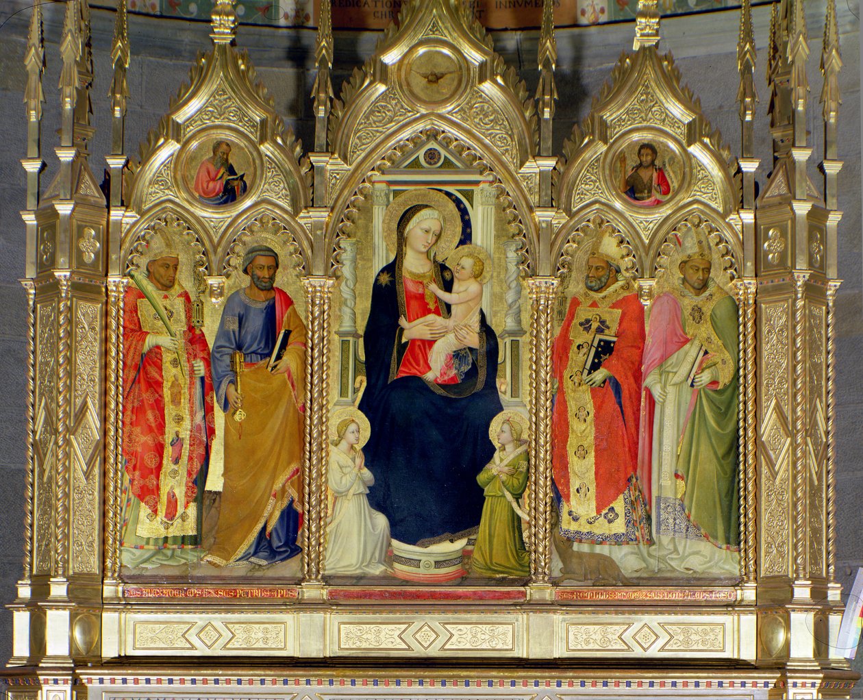 Madonna y el Niño con santos (detalle) de Bicci di Lorenzo