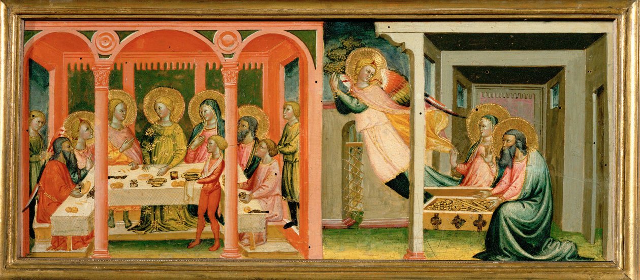 Escenas de la historia de Tobías: se casa con Sara ... (pintura sobre madera) de Bicci di Lorenzo