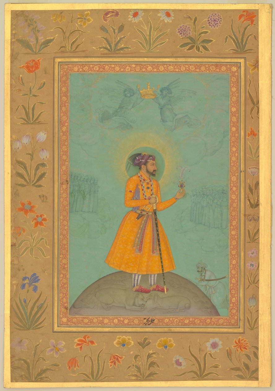 Jujhar Singh Bundela se arrodilla en sumisión ante Shah Jahan de Bichitr