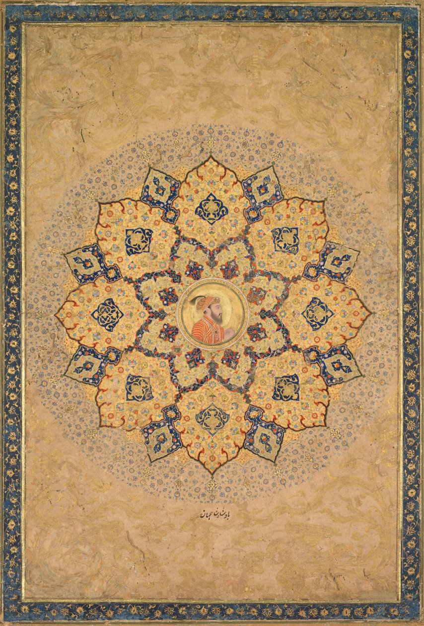 Shamsa sol con retrato de Aurangzeb 1618-1707, del Álbum de los Emperadores de Bichitr