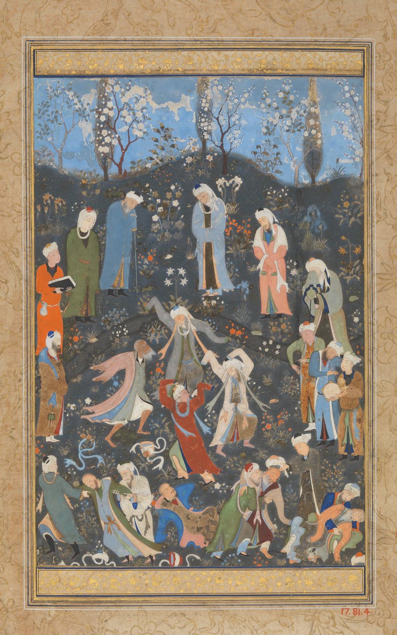 Derviches danzantes, Folio de un Diván de Hafiz, ca. 1480 de Bihzad