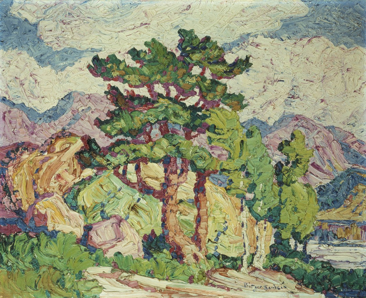 Álamos y pinos, Estes Park, Colorado de Birger Sandzen