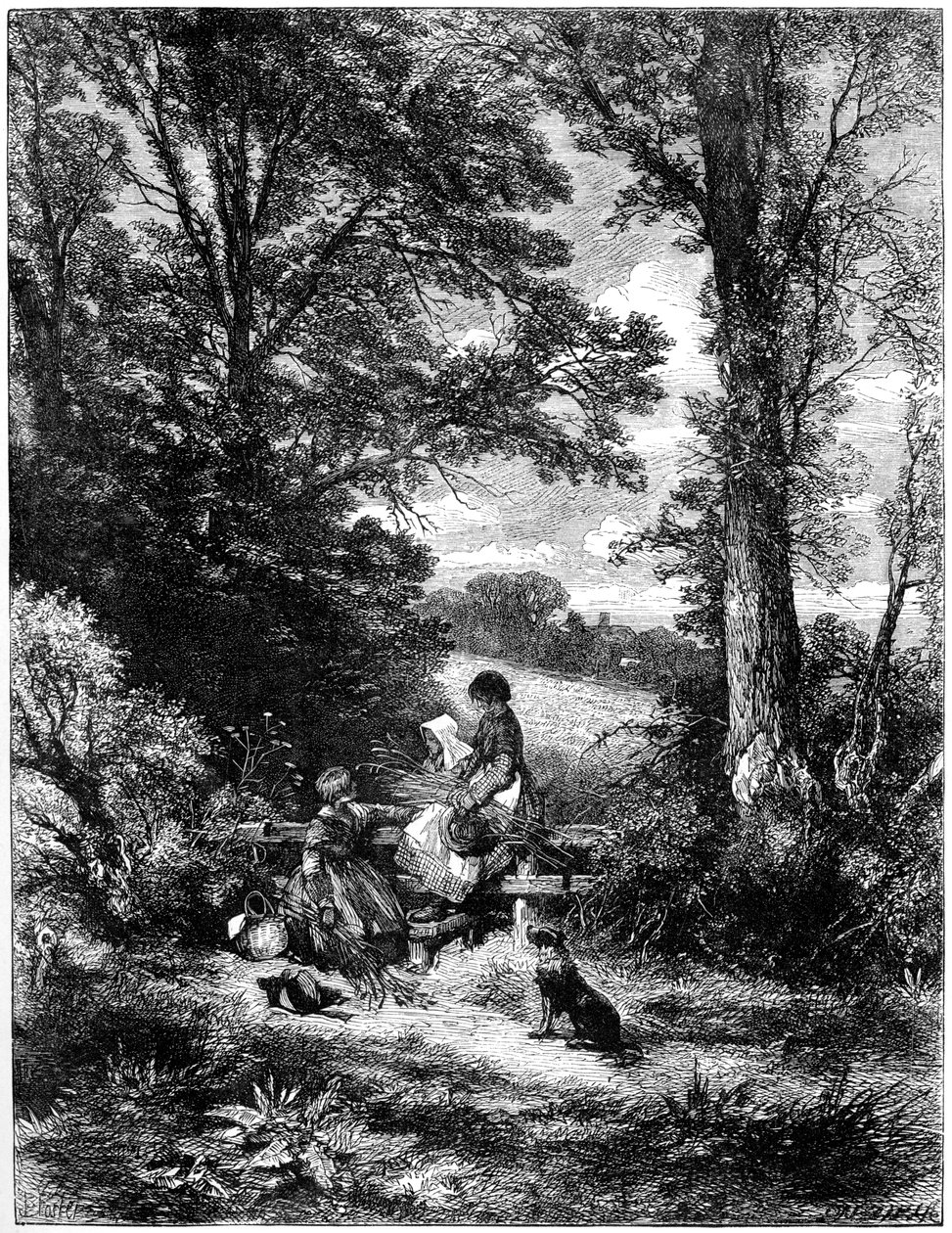 Los espigadores en el estilo de Birket Foster