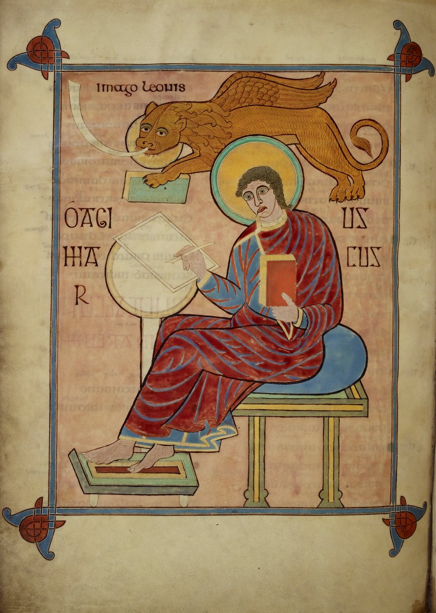 San Marcos, de los Evangelios de Lindisfarne, 710-21 (vitela) de Bishop of Lindisfarne Eadfrith