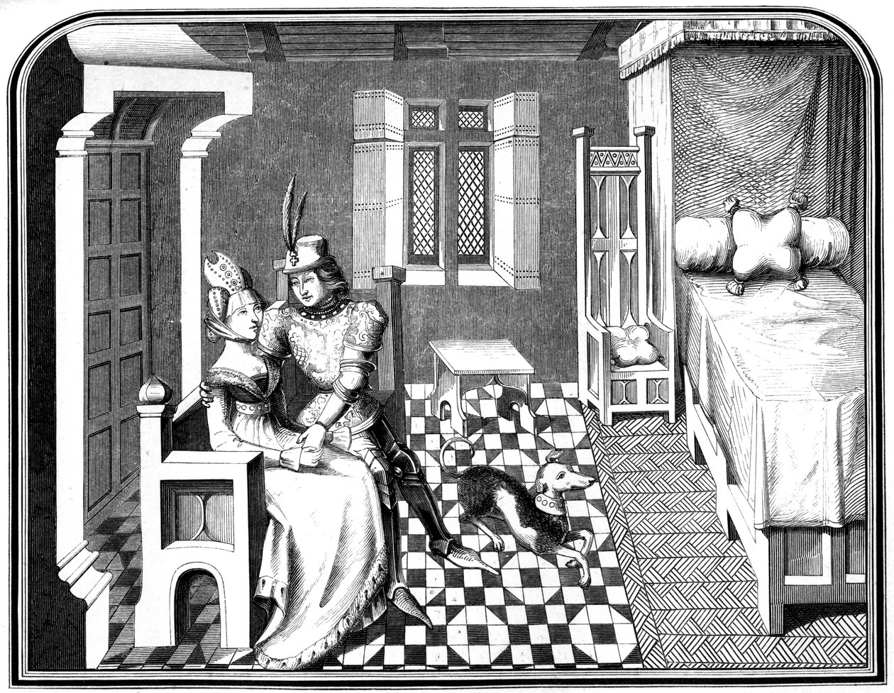 Un caballero y una dama, siglo XV 1849 de Bisson and Cottard