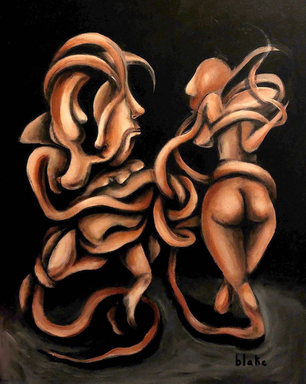 Adán y Eva, c.2020 (Acrílico sobre lienzo) de Blake Munch