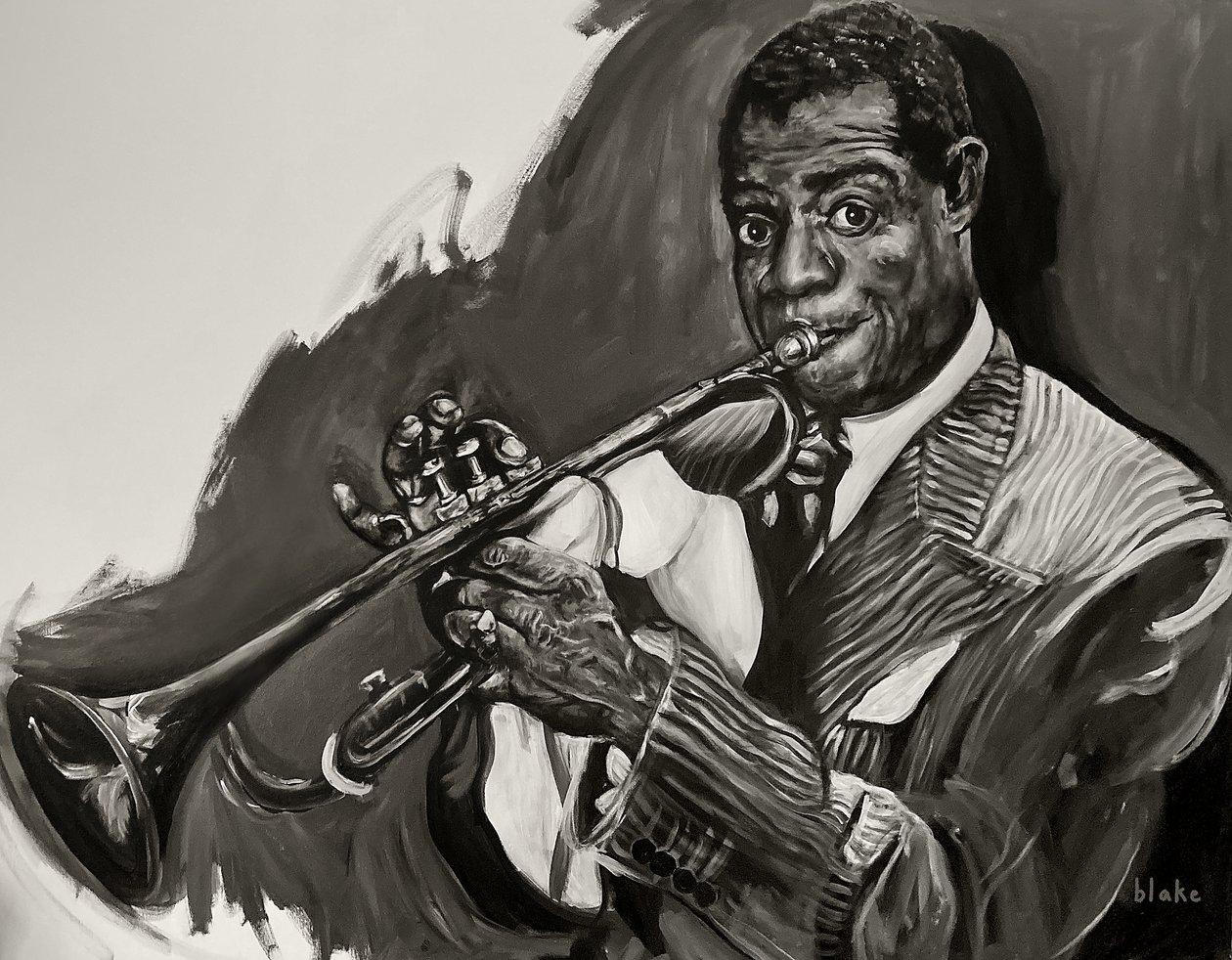Louis Armstrong, c.2021 (Acrílico sobre lienzo) de Blake Munch