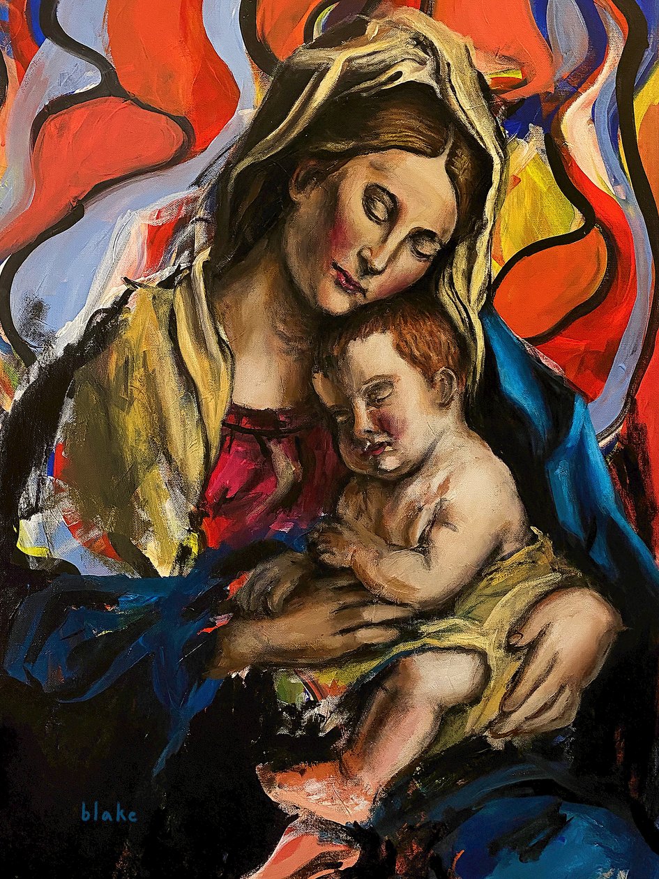 Madonna And Child, c.2020 (Acrílico sobre lienzo) de Blake Munch