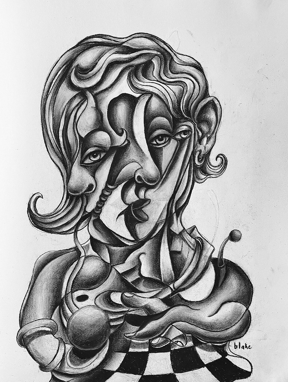 Picasso Reflecting, c.2021 (Carboncillo sobre papel) de Blake Munch