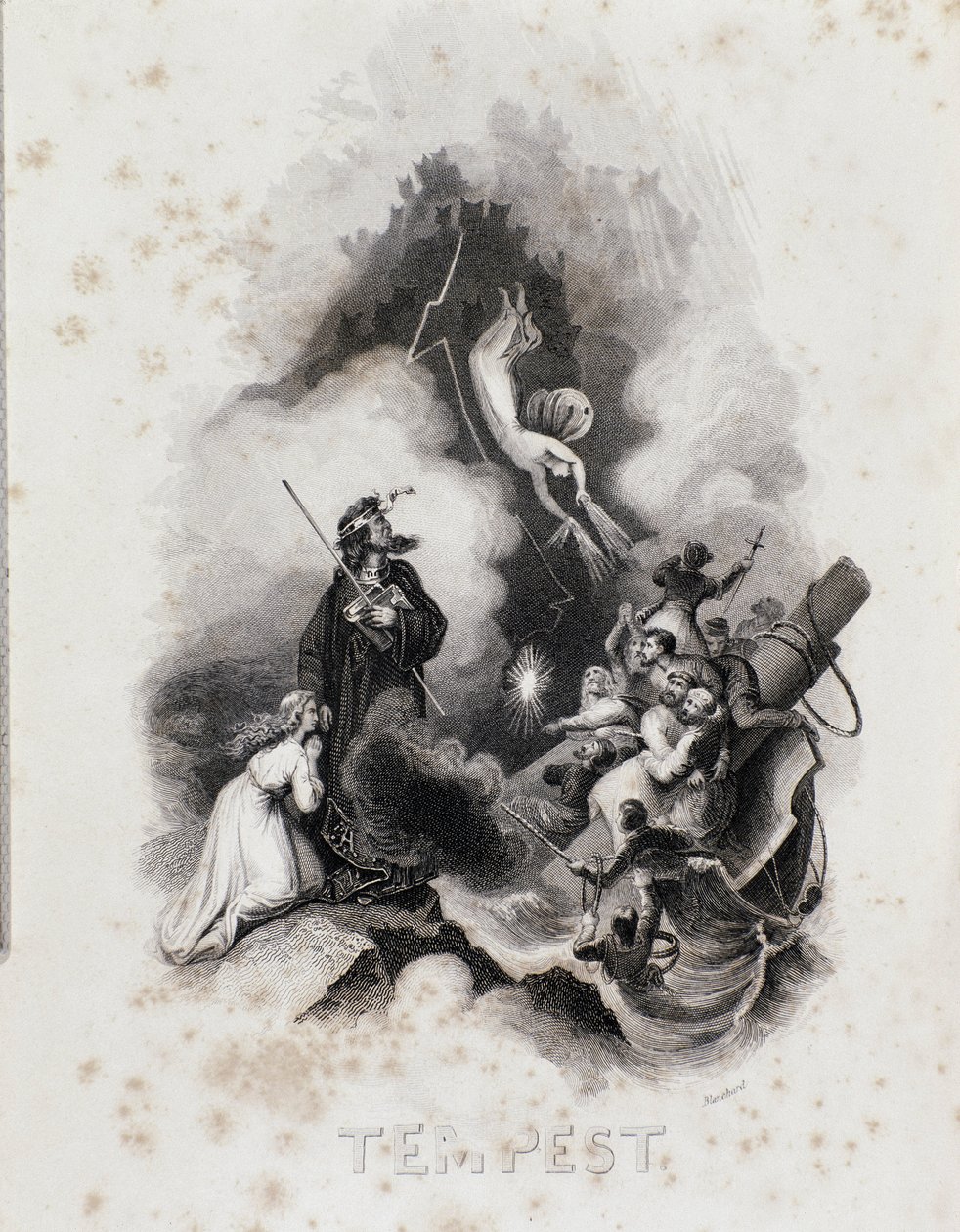 Grabado de Blanchard para el primer acto de La Tempestad de William Shakespeare de Blanchard Blanchard