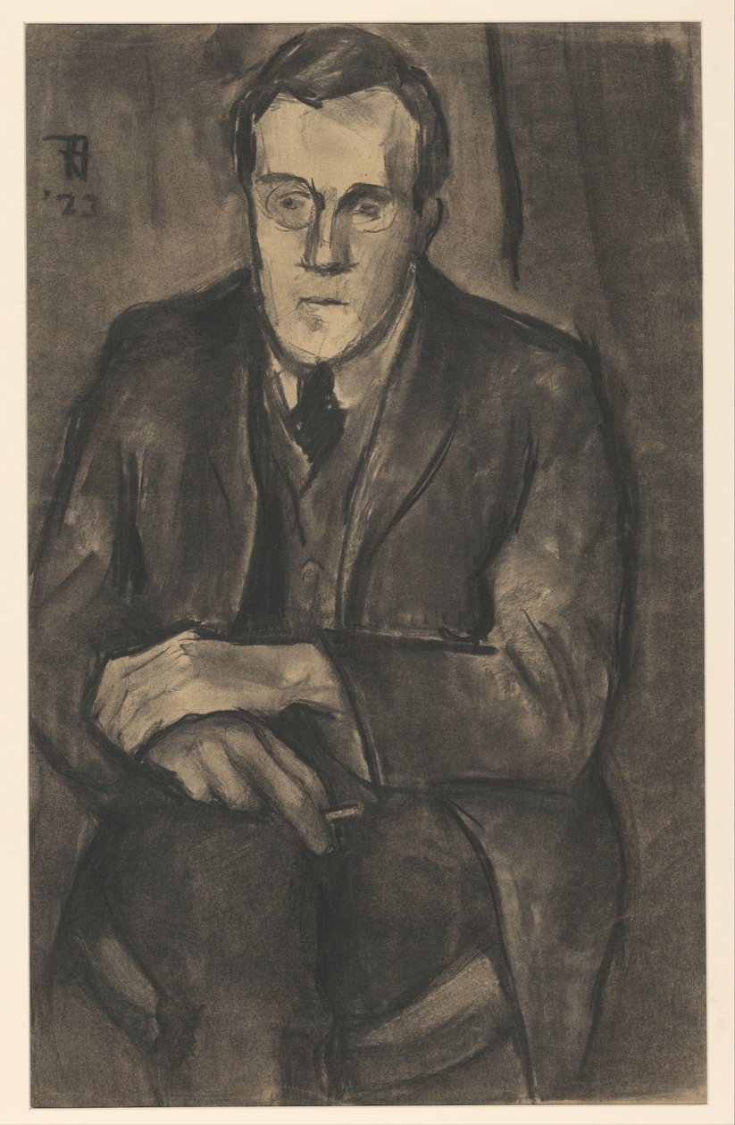 Retrato de J.W. Bijl, sentado con las manos sobre las rodillas de Bob Hanf (signed by artist)