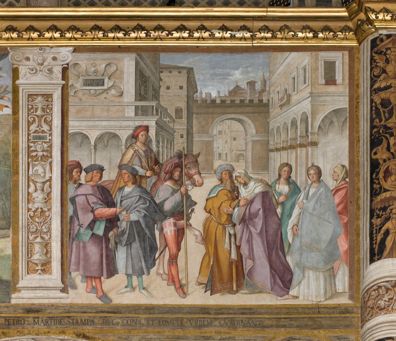 Nave central, Primer tramo norte, Encuentro de San Joaquín y Santa Ana en la Porta Aurea, Boccaccio Boccaccino 1514-15 de Boccaccio Boccaccino