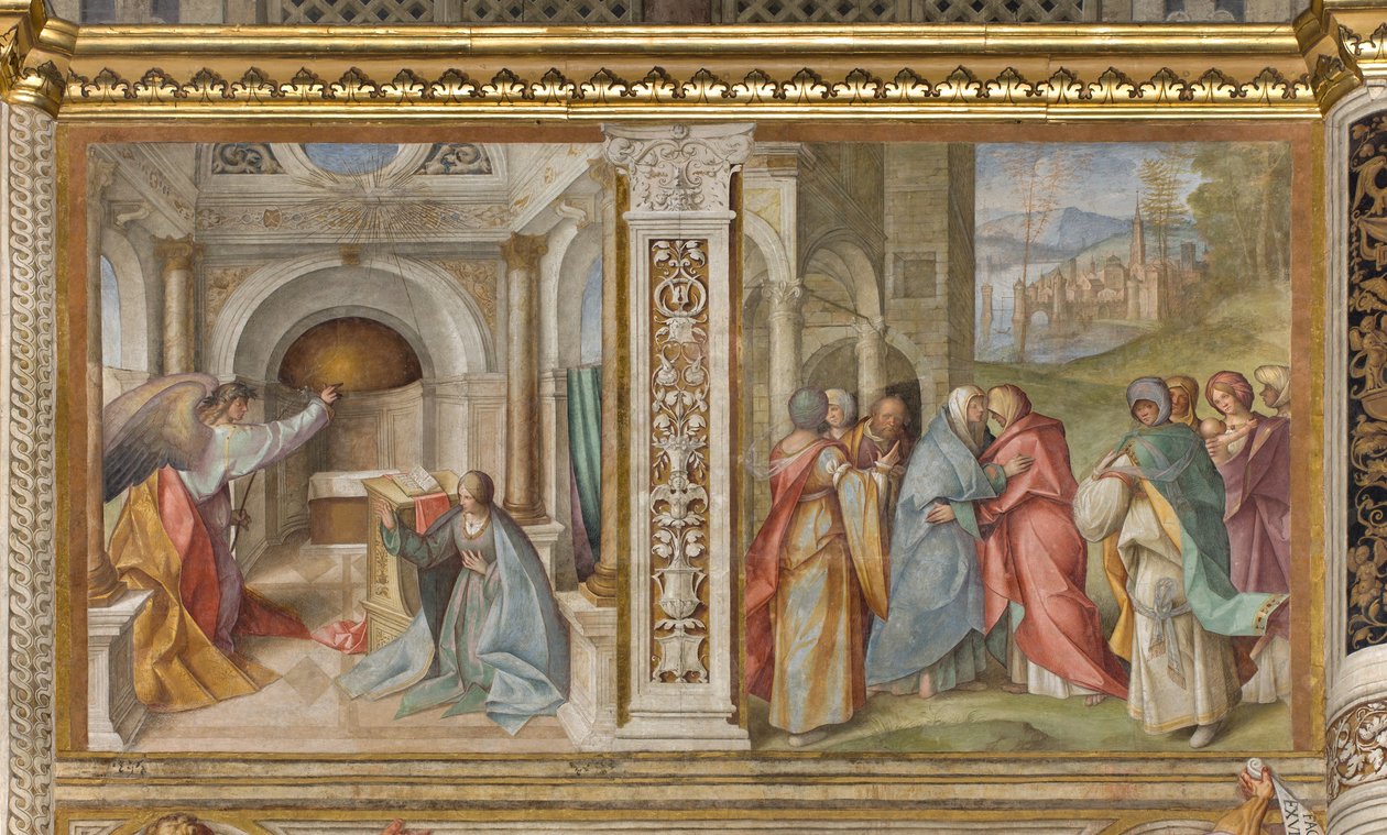 Nave central, Tercer tramo norte, Anunciación, Visitación, Boccaccio Boccaccino 1516-17 de Boccaccio Boccaccino