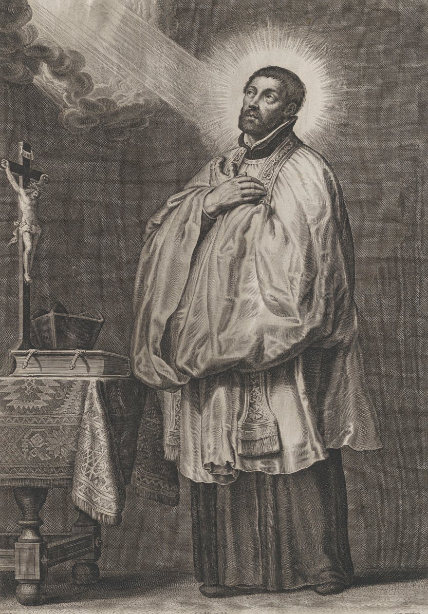 San Francisco Javier con una luz divina emanando hacia él desde la parte superior izquierda, ca. 1623-33 de Boetius Adams Bolswert