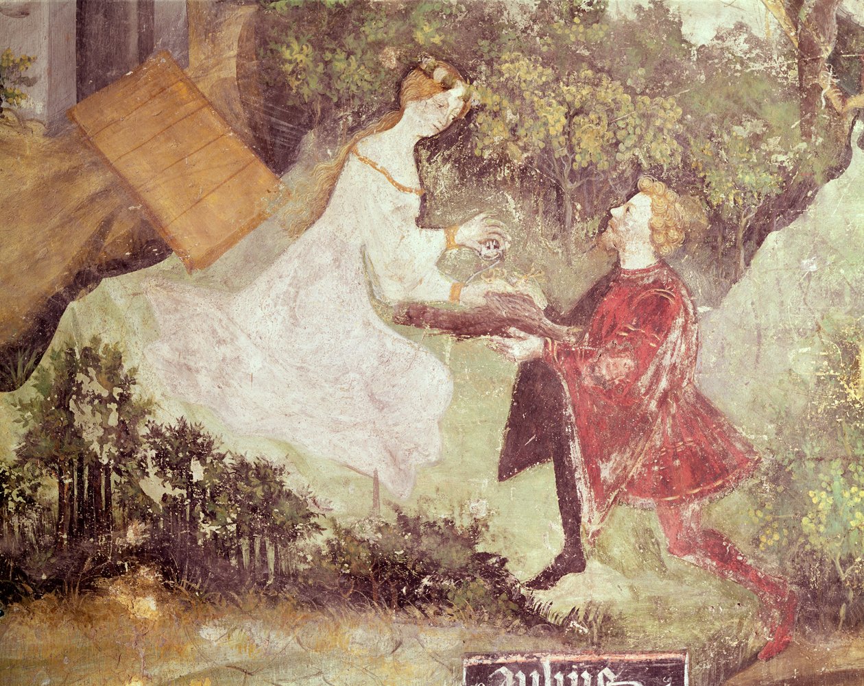 El mes de julio, detalle de una pareja, c.1400 de Bohemian School