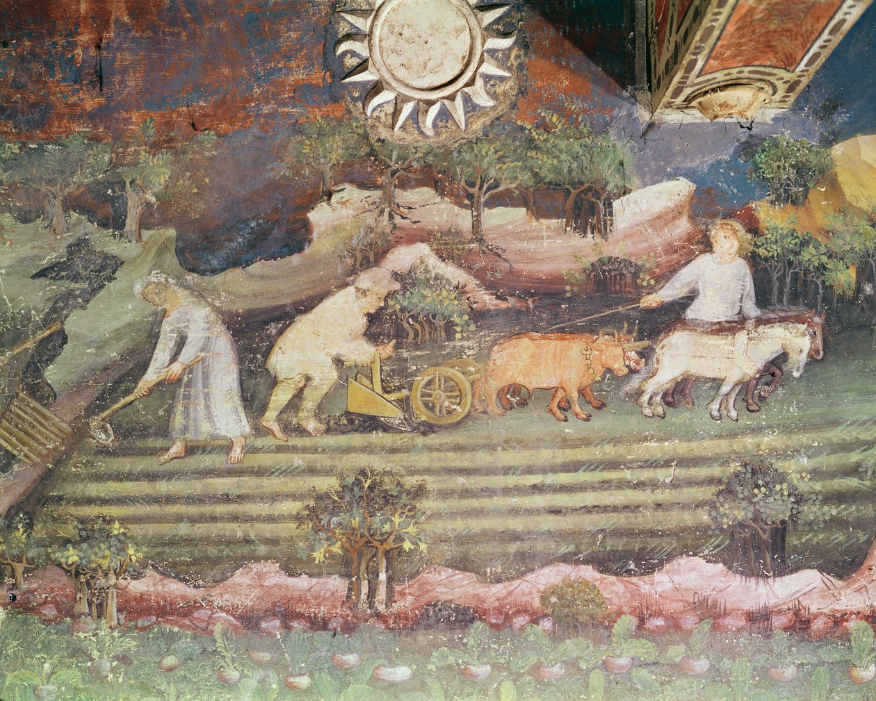 El mes de septiembre, detalle de arado, c.1400 de Bohemian School