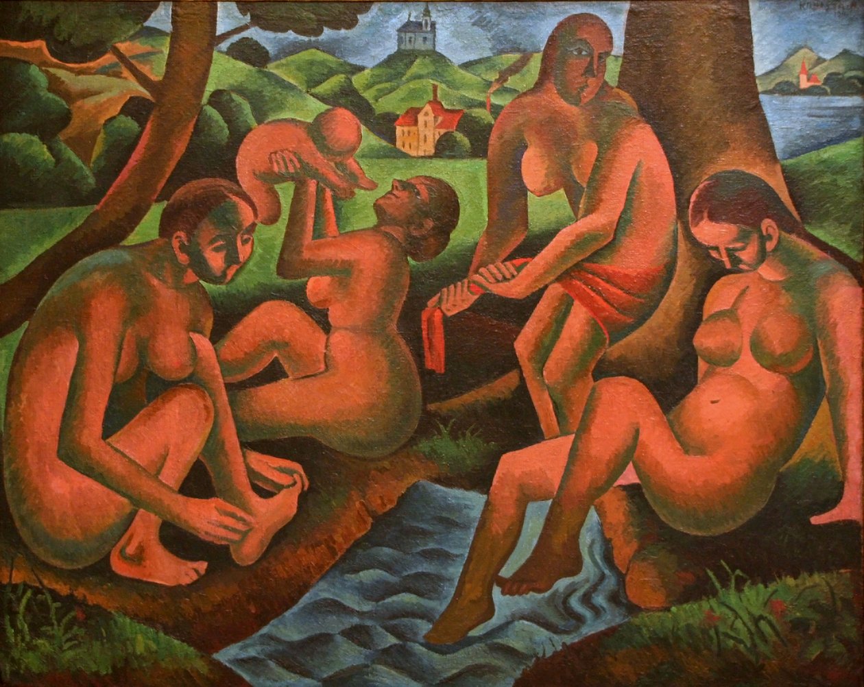 Mujeres bañándose en primavera de Bohumil Kubišta