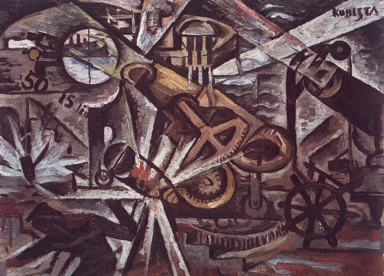 Artillería pesada en acción de Bohumil Kubišta