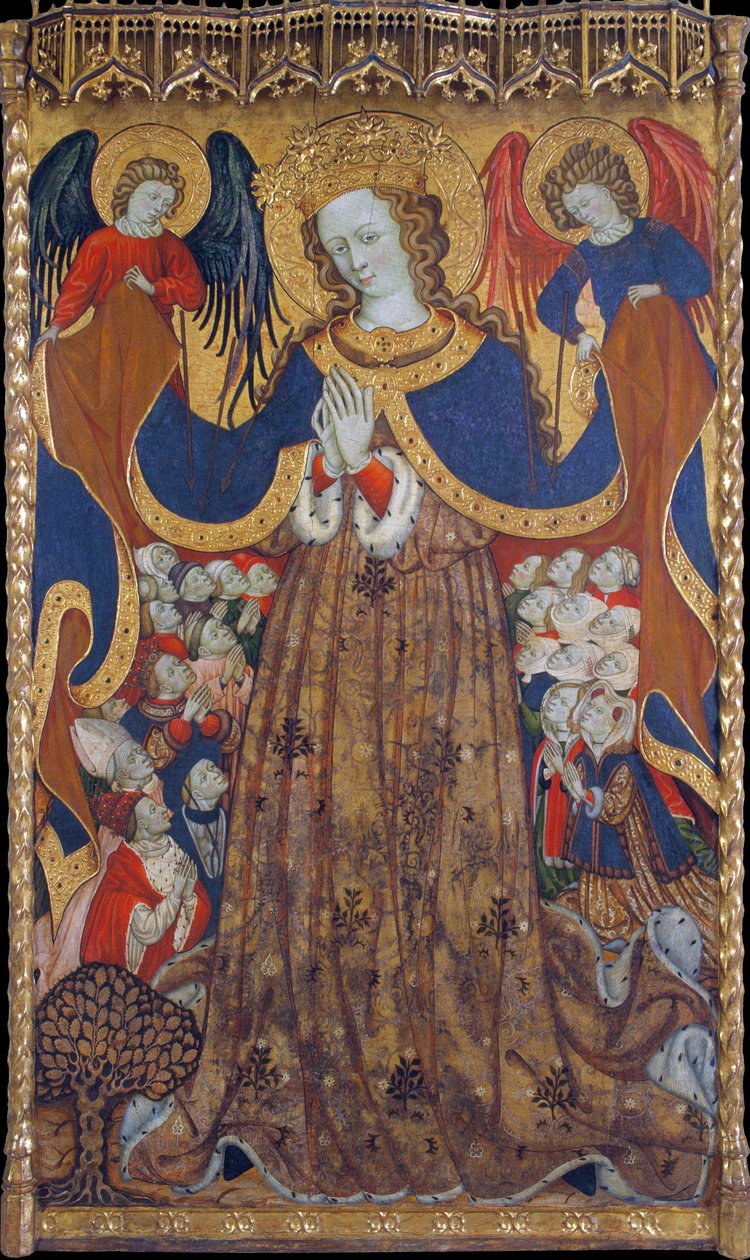 La Virgen de la Merced - Pintura de Bonanat Zaortiga (siglo XV en activo), temple sobre madera (223x126,8 cm), ca. 1430 - Virgen de la Merced, Temple sobre tabla de Bonanat Zaortiga, ca. 1430 - Museu Nacional de Art de Catalunya, Barcelona de Bonanat Zaortiga