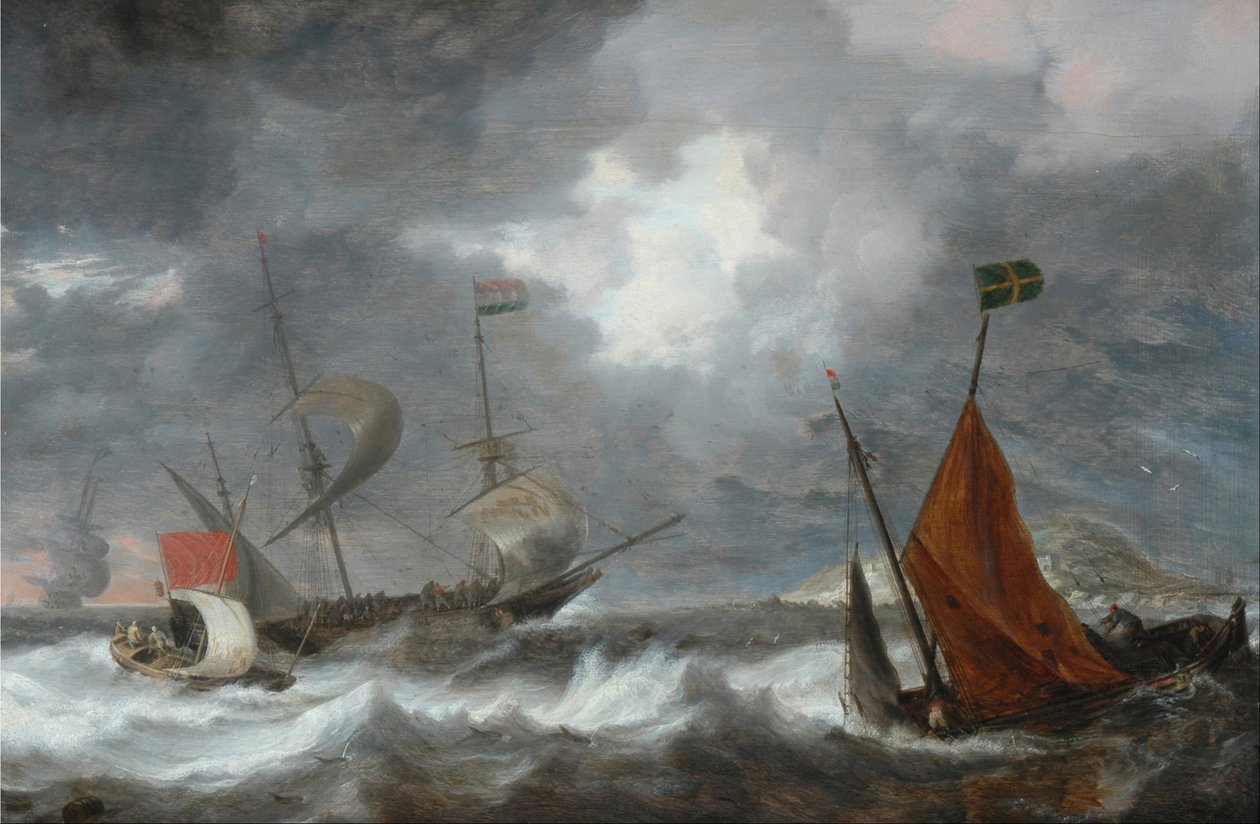 Tormenta en el Mar con Barcos de Vela de Bonaventura I Peeters