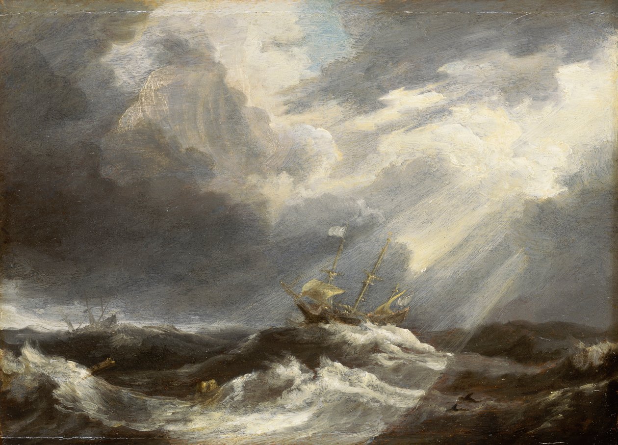 Luz del sol en un mar tempestuoso, c. 1640 (pintura) de Bonaventura Peeters