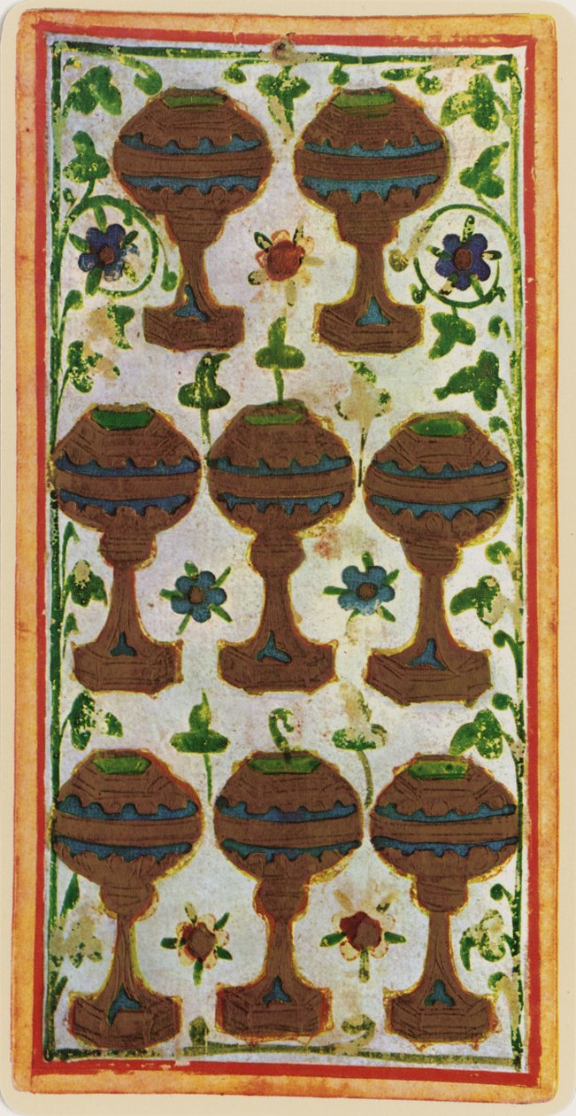 El Ocho de Copas, facsímil de una carta del tarot del mazo 