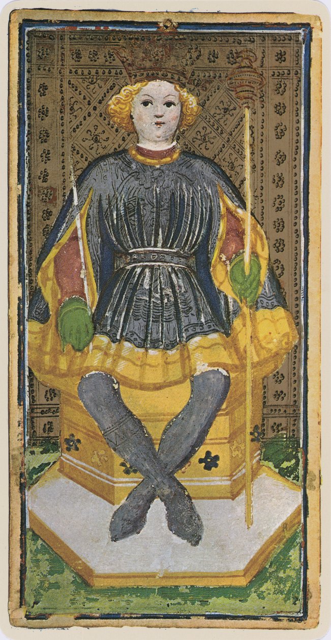 El Rey de Bastos, facsímil de una carta del tarot del mazo 
