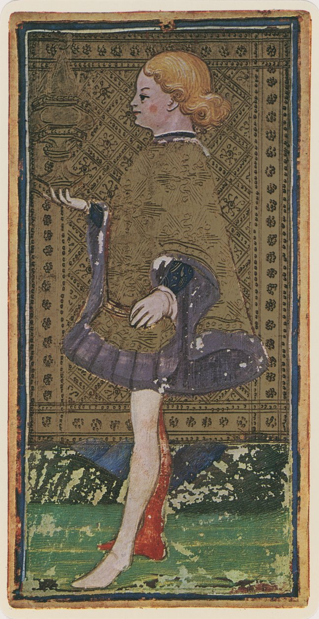El Sota de Copas, facsímil de una carta del tarot del mazo 