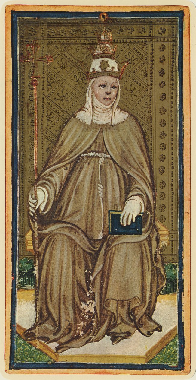 La Papisa, facsímil de una carta del tarot del mazo 