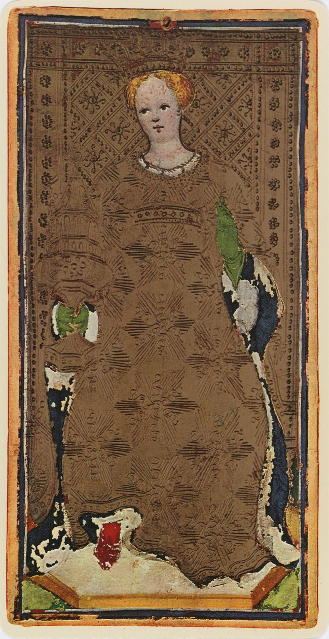 La Reina de Copas, facsímil de una carta del tarot del mazo 