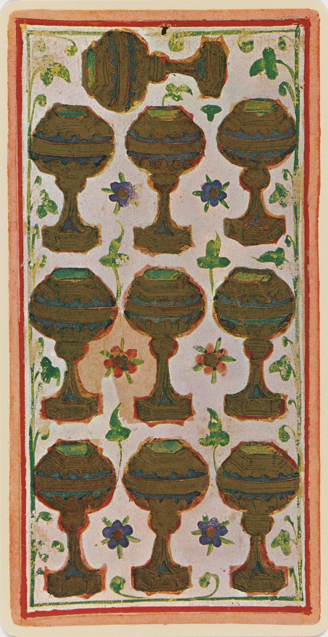 El Diez de Copas, facsímil de una carta del tarot del mazo 