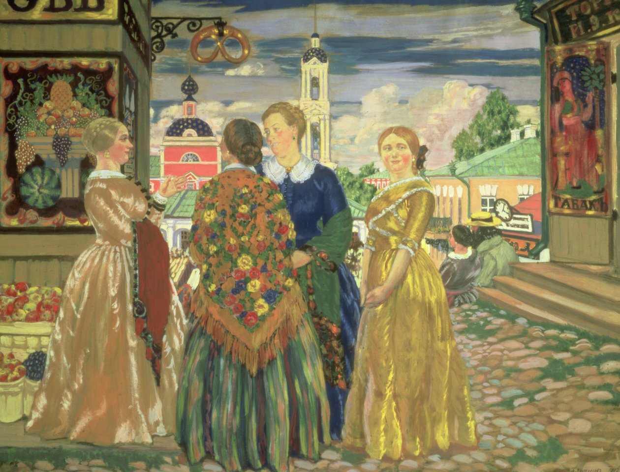 Mujeres comerciantes de Boris Mikhailovich Kustodiev
