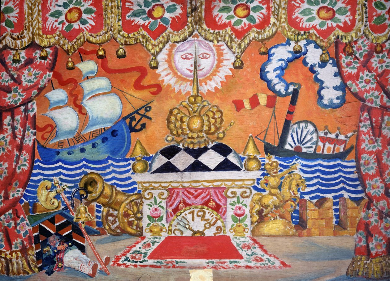 Diseño de escenario para La Pulga, de Yevgeny Zamyatin, 1925 de Boris Mikhailovich Kustodiev