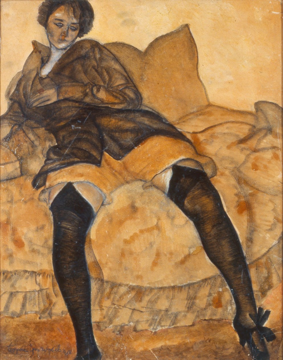 Una mujer sentada, c. 1918 de Boris Dmitrievich Grigoriev