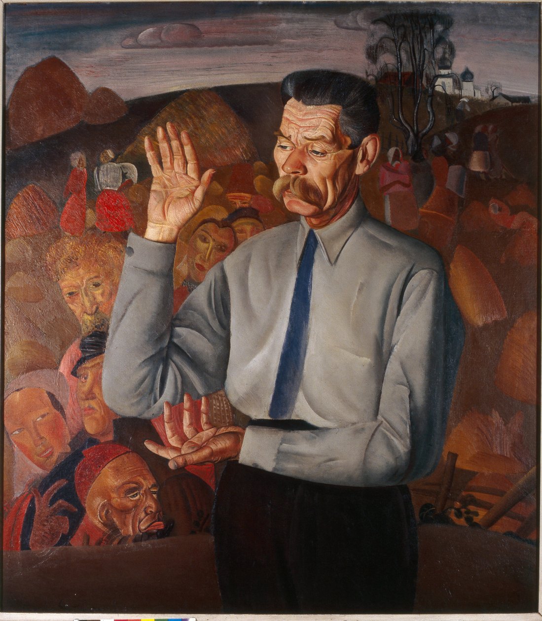 Retrato del escritor Maxim Gorky (1868-1939) - Pintura de Boris Dmitryevich Grigoriev (1886-1939), óleo sobre lienzo de Boris Dmitrievich Grigoriev