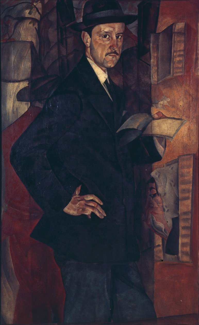 Retrato del artista Mstislav Dobuzhinsky 1875-1957, 1917 de Boris Dmitrievich Grigoriev