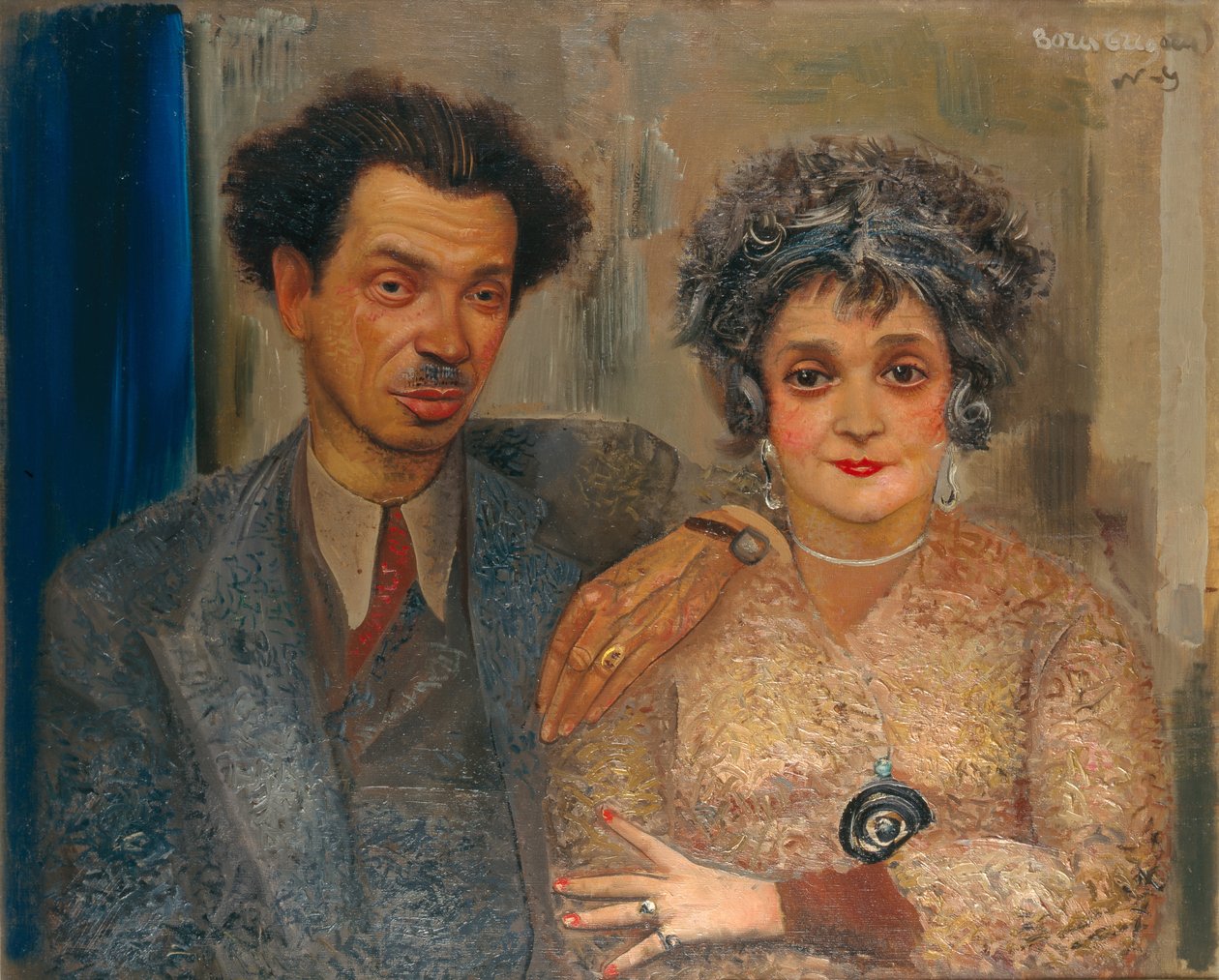 Retrato del artista Nikiolai Remizov 1887-1975 con su esposa, Entre 1926 y 1933 de Boris Dmitrievich Grigoriev