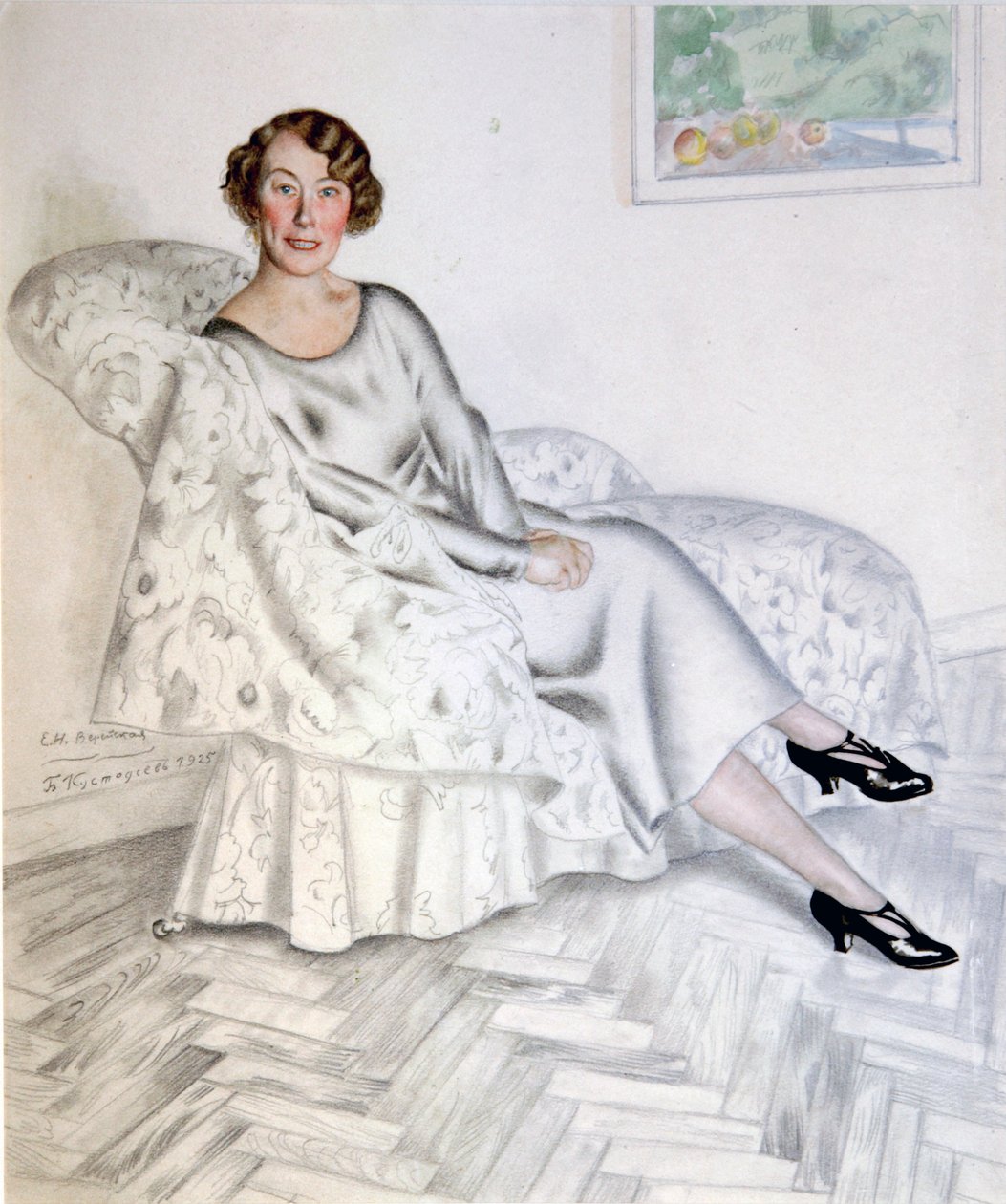 Dama en el interior, 1925 de Boris Mikhailovich Kustodiev