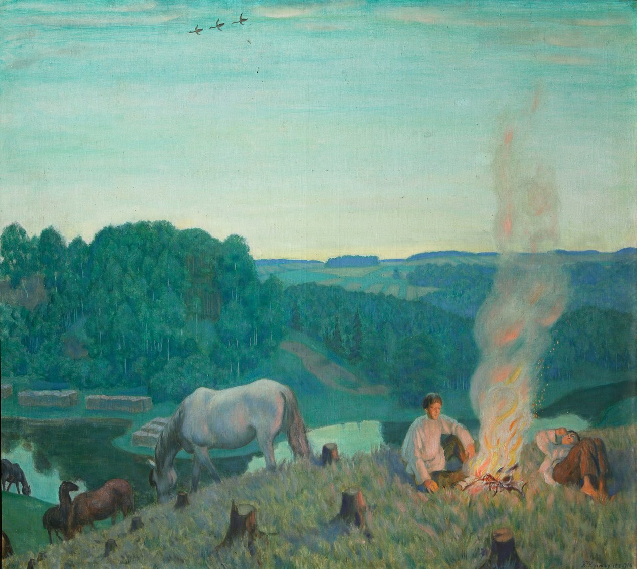 Fogata, 1916 de Boris Mikhailovich Kustodiev